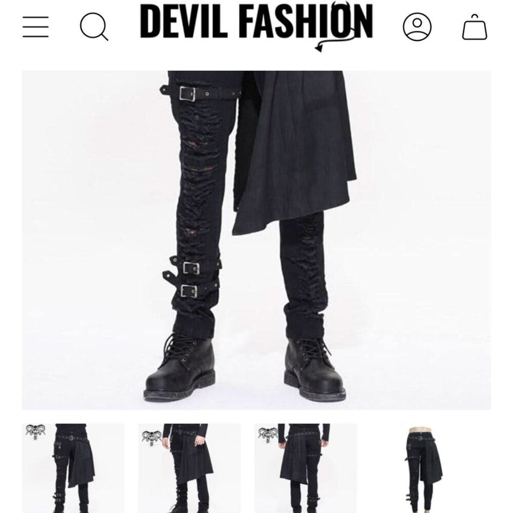 Devil Fashion "Incubus" Punk Ripped Trouser - Picture 3 of 11